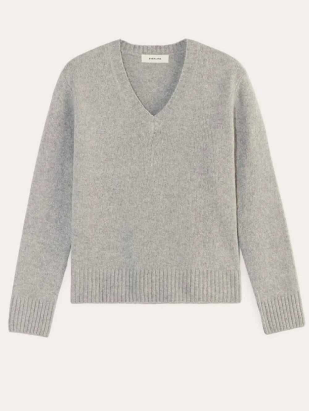 NWOT Everlane The V-neck Sweater Heather Gray 100% Cotton Midweight Womens SMALL